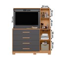 Ver imagem 3 de Cômoda Quarto com Painel para Tv Ilhabela 4 Gavetas 2 Portas Freijo/titanium