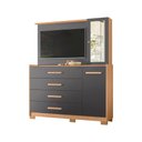 Ver imagem 1 de Cômoda Quarto com Painel para Tv Ilhabela 4 Gavetas 2 Portas Freijo/titanium
