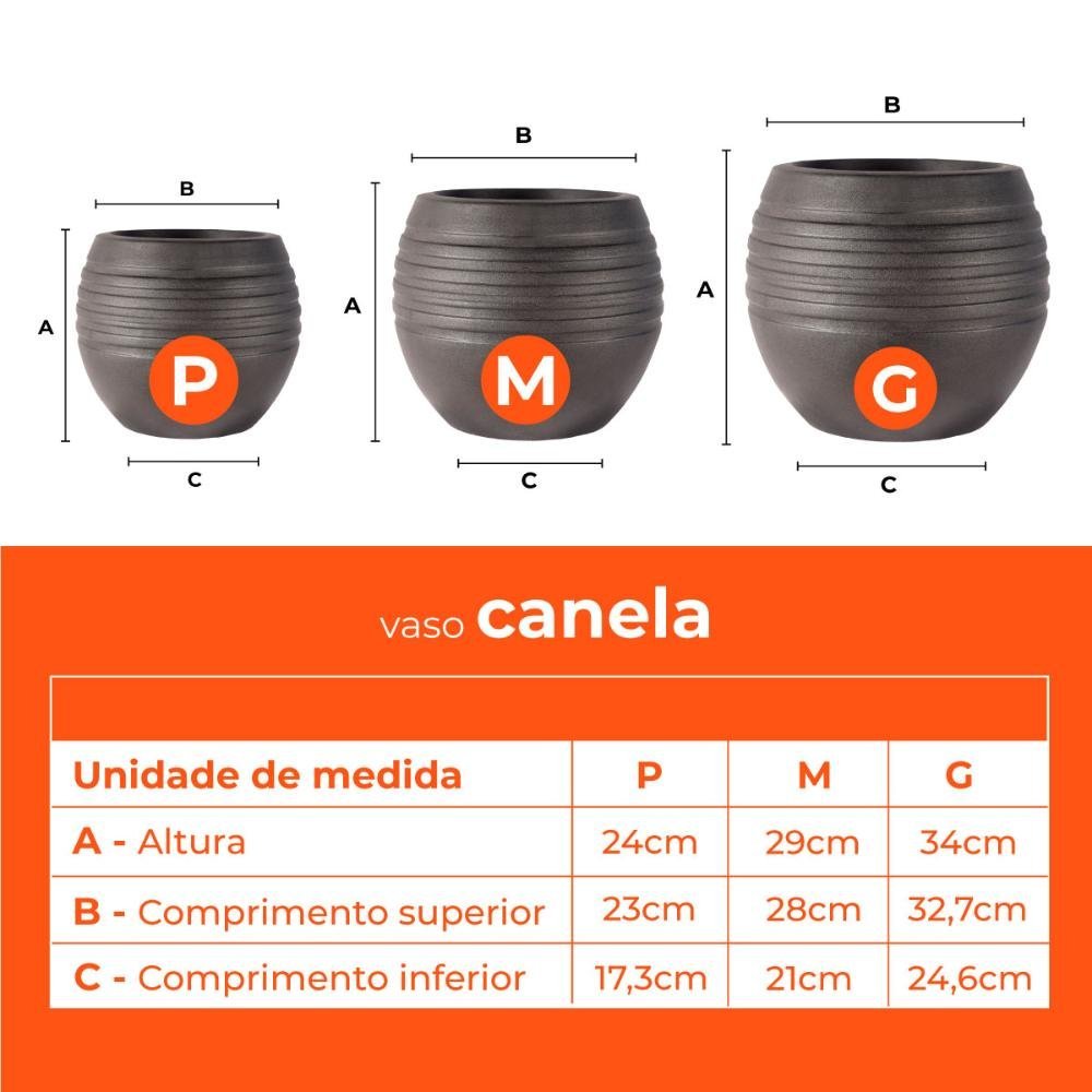 Jogo Vasos 3 Tamanhos Canela Preto Terrano - 3