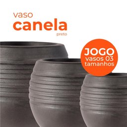 Jogo Vasos 3 Tamanhos Canela Preto Terrano - 2