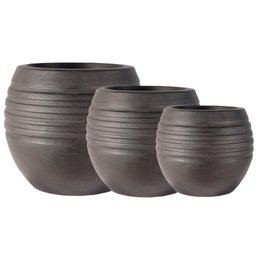 Jogo Vasos 3 Tamanhos Canela Preto Terrano - 1
