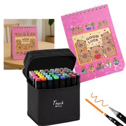 Canetinhas 48 Cores Livro Pintar Capivara Feliz Fofa 50 Paginas Desenho Divertido Relaxante Pintura  - 2