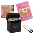 Ver imagem 2 de Canetinhas 48 Cores Livro Pintar Capivara Feliz Fofa 50 Paginas Desenho Divertido Relaxante Pintura