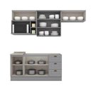Ver imagem 3 de Kit de Cozinha Modulada 7 Peças Americana (3 Aéreos. 2 Balcões, 1 Nicho, 1 Complemento) Cinza -