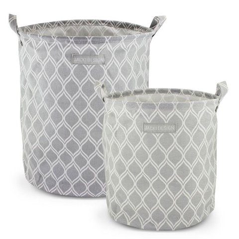 Conjunto de Cesto para Roupa M e G Cinza - Listrada