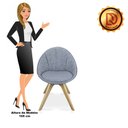 Ver imagem 6 de Cadeira Giratória Estela Jacquard Cinza Base Madeira - D’Rossi