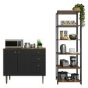 Ver imagem 7 de Kit Cozinha Balcão Gabinete 3 Portas 2 Gavetas e Armário Cozinha Despensa 5 Prateleiras Preto