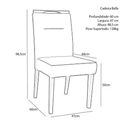Kit 02 Cadeiras para Mesa de Jantar Estofada Lectus Luxo -new Ceval - 6