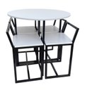 Ver imagem 1 de Mesa Redonda Jantar Prime Compacta de Madeira 4 Cadeiras Branca BF Decor