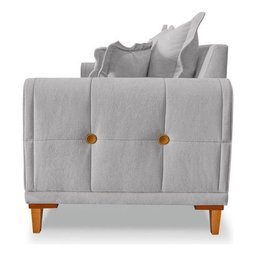 Sofá Living 3 Lugares Bouclê Cinza 2.00m Pés em Madeira Bz Home Decor - 6