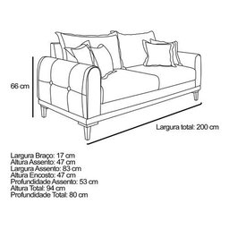 Sofá Living 3 Lugares Bouclê Cinza 2.00m Pés em Madeira Bz Home Decor - 8