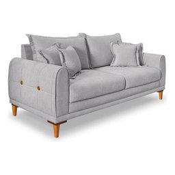 Sofá Living 3 Lugares Bouclê Cinza 2.00m Pés em Madeira Bz Home Decor - 5