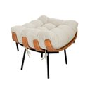 Ver imagem 3 de Poltrona com Puff Sala Quarto Recepção Escritório Costela Pés Fixo Linho Bege