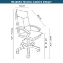 Ver imagem 5 de Cadeira de Escritório Giratória Presidente Denver Rivatti Estofado em Pu Marrom Base Rodízio