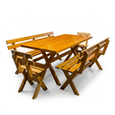 Ver imagem 2 de Mesa para Área Externa e 4 Bancos com Encosto Kit Churrasco Yescasa Mel Amarelo