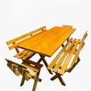 Ver imagem 6 de Mesa para Área Externa e 4 Bancos com Encosto Kit Churrasco Yescasa Mel Amarelo