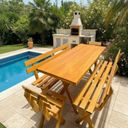 Ver mais imagens de Conjunto Mesa para Jardim com 4 Bancos Kit Churrasco Yescasa