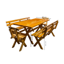 Ver imagem 3 de Mesa para Área Externa e 4 Bancos com Encosto Kit Churrasco Yescasa Mel Amarelo