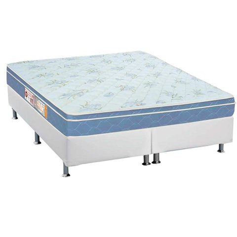 Cama Box King Colchão Espuma Castor D45 Sleep Max + Base CRC Courano White(193x203)