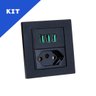 Kit Espelhos de Tomadas Duplo Reto 1 Tomada 20a 3 Usb 5.2a:preto - 1