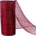 Ver imagem 2 de Kit 2 Telas Decorativa Natal Malha Tule Trançado Vinho Bordô 15cm X 5 Metros