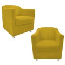 Ver imagem 1 de Kit 2 Poltronas Decorativas Catar Suede Amarelo - Adj Decor