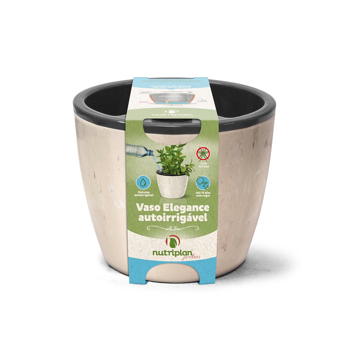 Vaso Elegance Autoirrigável Travertino 1,3 Litros Nutriplan - 2