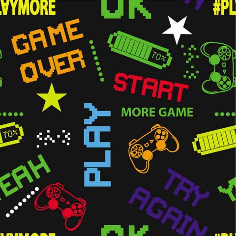 Papel de Parede Game Palavras e Itens Coloridos - 2,5x0,5m