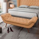 Ver imagem 3 de Kit Cabeceira Cama Box Casal 195 Cm Madrid com Puff Recamier Santorini Bouclê Mostarda - Lyam Decor