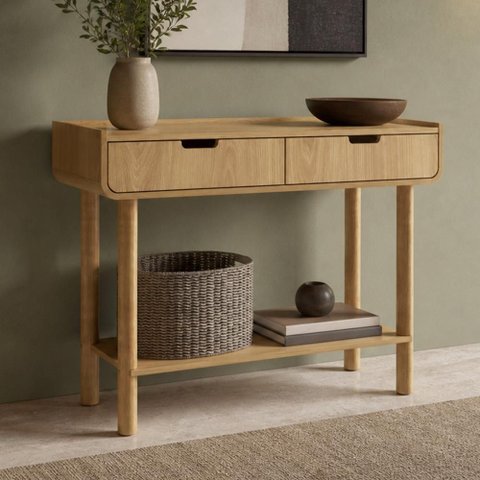 Aparador para Sala de Estar 2 Gavetas 100cm Nordic A03 Hanover Roble - Lyam Decor