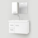 Ver imagem 2 de Kit Gabinete Armario para Banheiro com Cuba e Espelho 73cm Quality Fimap Envio Montado Branco
