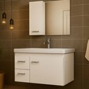Ver imagem 1 de Kit Gabinete Armario para Banheiro com Cuba e Espelho 73cm Quality Fimap Envio Montado Branco