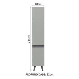 Paneleiro Armário de Cozinha 40 cm 2 Portas Cinza Nice Madesa - 3