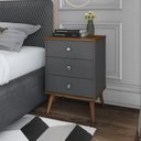 Ver imagem 3 de Mesa de Cabeceira Mix 3 Gavetas:onix/freijó