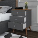 Ver imagem 2 de Mesa de Cabeceira Mix 3 Gavetas:onix/freijó