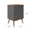 Ver imagem 5 de Mesa de Cabeceira Mix 3 Gavetas:onix/freijó