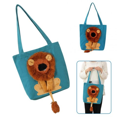 Bolsa Transporte Gato Cachorro Pet Animal Estimacao Estampa Leao Passeio Ombro Caminhada Viagem Vent
