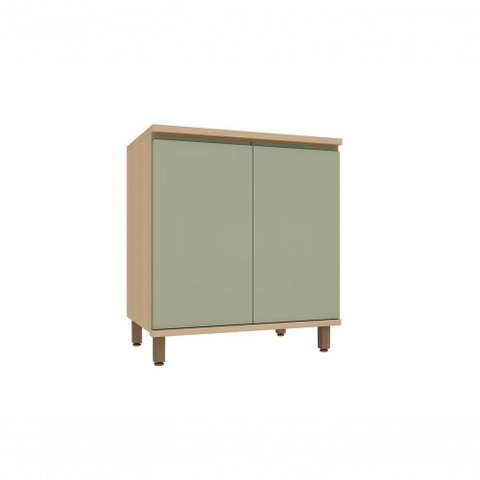 Balcão de Cozinha Domus 2 Portas MDF 80cm Verde UV com Tampo Luciane Móveis