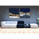 Ver imagem 2 de kit com 2 Quadros Decorativos Abstratos com Moldura e Vidro para Sala Quarto Escritórios e Clínicas