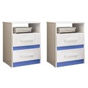 Ver imagem 1 de Kit 2 Mesas de Cabeceira Apolo 2 Gavetas Flex Branco/azul - Moval
