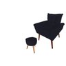 POLTRONA DECORATIVA TURMALINA COM PUFF REDONDO PLUS SUEDE PRETO - 1