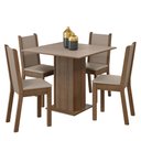 Ver imagem 3 de Conjunto Sala de Jantar Madesa Alana Mesa Tampo de Madeira 4 Cadeiras - Rustic/crema/sintético Bege