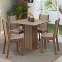 Ver imagem 1 de Conjunto Sala de Jantar Madesa Alana Mesa Tampo de Madeira 4 Cadeiras - Rustic/crema/sintético Bege