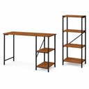 Ver imagem 3 de Kit Bancada Gourmet + Estante 4 Prateleiras Moderno MDF Preto-Imbuia Klm Store