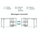 Ver imagem 4 de Kit Bancada Gourmet + Estante 4 Prateleiras Moderno MDF Preto-Imbuia Klm Store