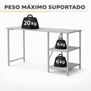 Ver imagem 5 de Kit Bancada Gourmet + Estante 4 Prateleiras Moderno MDF Preto-Imbuia Klm Store
