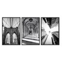 Ver imagem 1 de Kit 03 Quadros Decorativos - Arquitetura Preto e Branco Prf004 - Tela Canvas - 40x60cm