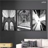 Kit 03 Quadros Decorativos - Arquitetura Preto e Branco Prf004 - Tela Canvas - 40x60cm - 2