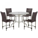 Ver imagem 1 de Mesa Ascoli 100 Cm com 4 Cadeiras Cannes de Alumínio, Pintura Fendi e Trama Tela de Corda Náutica