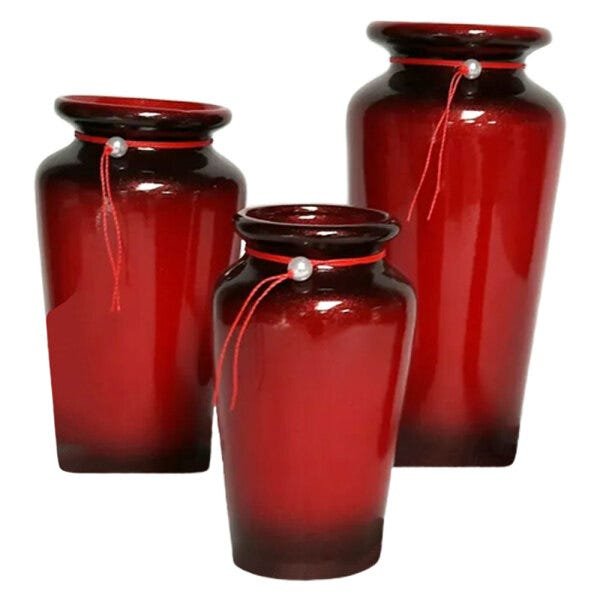 Trio Vasos Jad Urna em Cerâmica de Aparador Decor - Red Black - 1